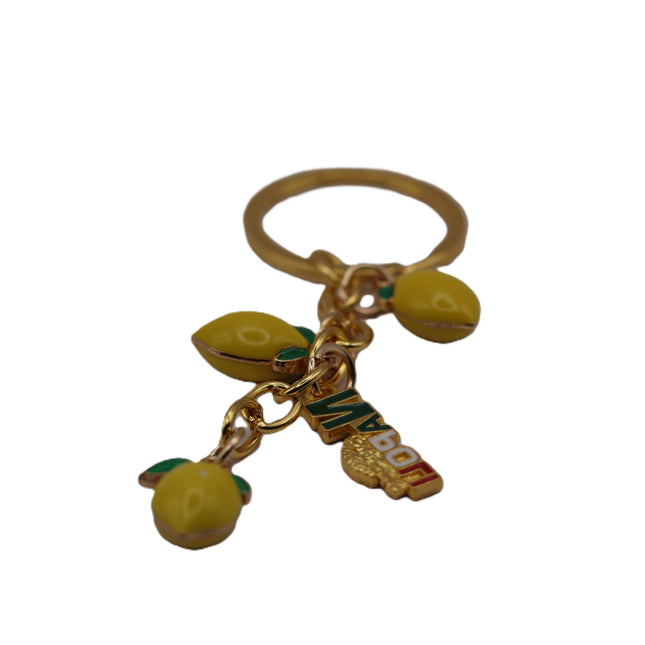 Naples Lemons Golden Metal Keychain | Amalfi Coast Souvenir, Fruit Charm Jewelry, Italian Gift Idea