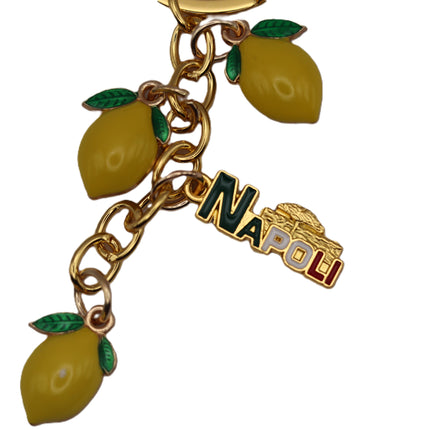Portachiavi Limoni di Napoli in Metallo Dorato | Souvenir Costiera Amalfitana, Ciondolo Frutta Gioiello, Idea Regalo Italiana
