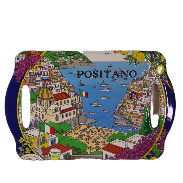 Ceramic tray with openwork handles Amalfi Coast Positano or Sorrento style Handmade serving platter Italian ceramic
