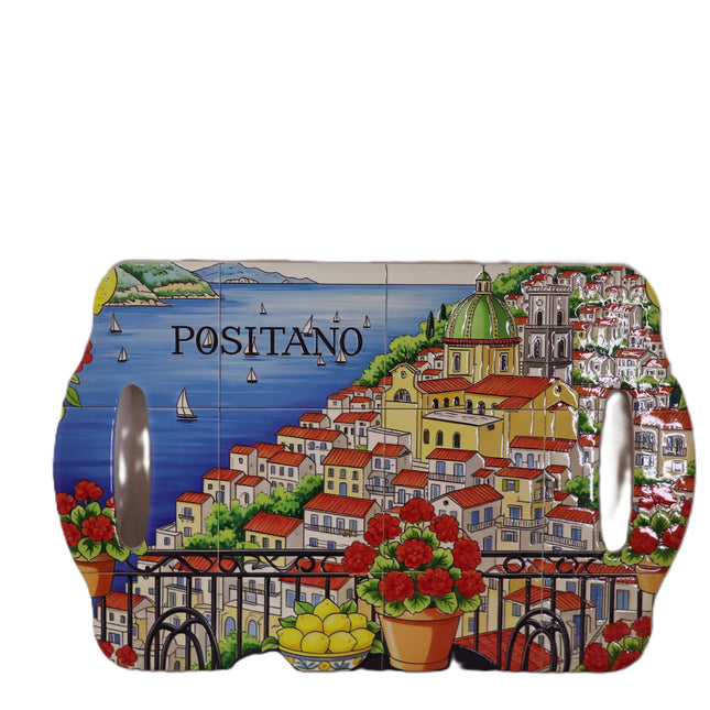 Ceramic tray with openwork handles Amalfi Coast Positano or Sorrento style Handmade serving platter Italian ceramic