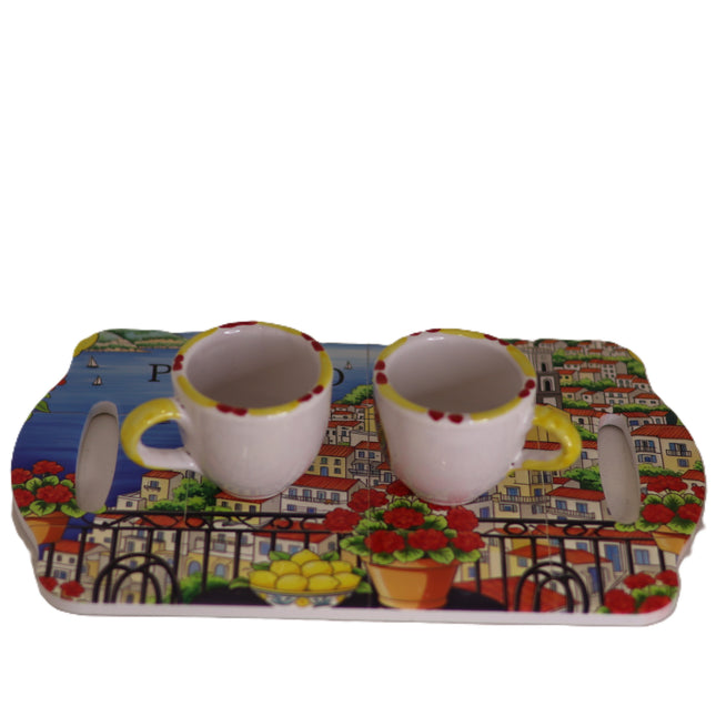 Ceramic tray with openwork handles Amalfi Coast Positano or Sorrento style Handmade serving platter Italian ceramic