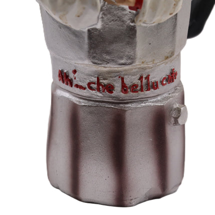 Statuina Pulcinella Caffettiera Italiana - Statuetta Moka in Resina Napoletana - Souvenir "Uè che bellu cafè", Regalo Cultura Italiana Napoli