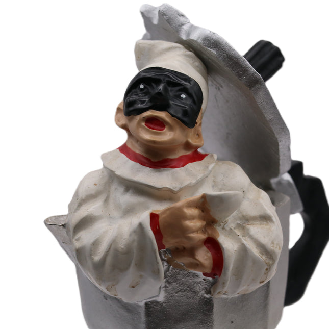 Statuina Pulcinella Caffettiera Italiana - Statuetta Moka in Resina Napoletana - Souvenir "Uè che bellu cafè", Regalo Cultura Italiana Napoli
