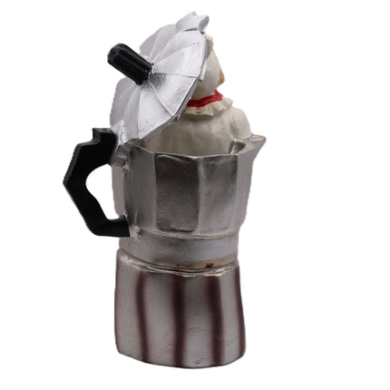 Statuina Pulcinella Caffettiera Italiana - Statuetta Moka in Resina Napoletana - Souvenir "Uè che bellu cafè", Regalo Cultura Italiana Napoli