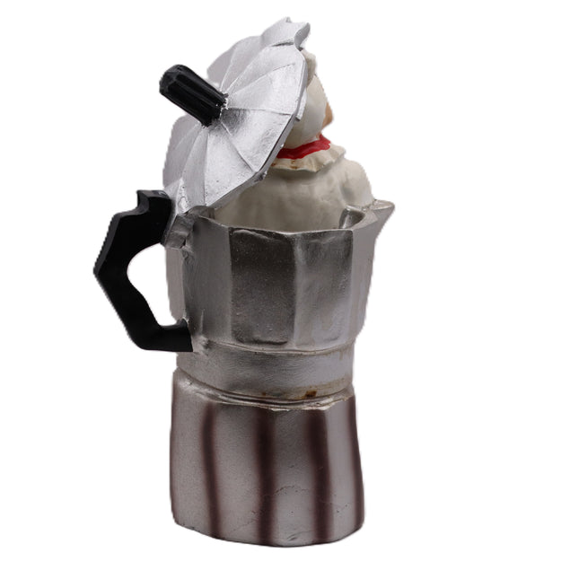 Statuina Pulcinella Caffettiera Italiana - Statuetta Moka in Resina Napoletana - Souvenir "Uè che bellu cafè", Regalo Cultura Italiana Napoli