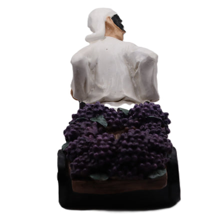 Pulcinella Portabottiglie in Resina con Carretto, Statuetta Artigianale Napoletana, Variante Limoni o Uva, Idea Regalo