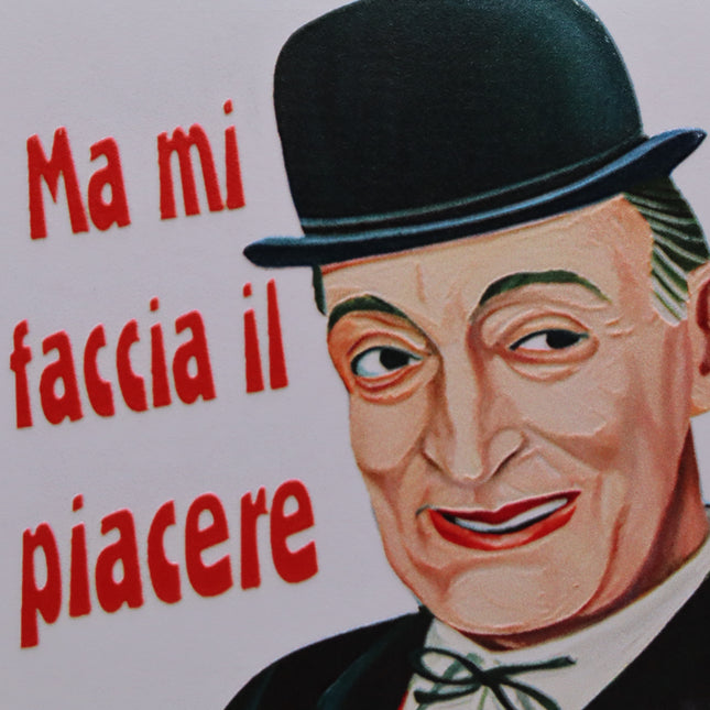 Quadretto Totò in Legno e Ceramica, Cornice da Appoggio e Parete, Piastrella con Frasi Storiche Totò, Regalo Artigianato Italiano Vintage