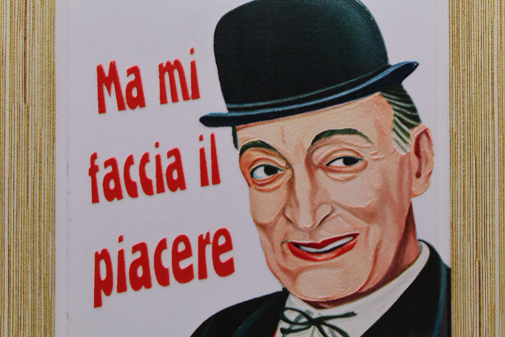 Quadretto Totò in Legno e Ceramica, Cornice da Appoggio e Parete, Piastrella con Frasi Storiche Totò, Regalo Artigianato Italiano Vintage