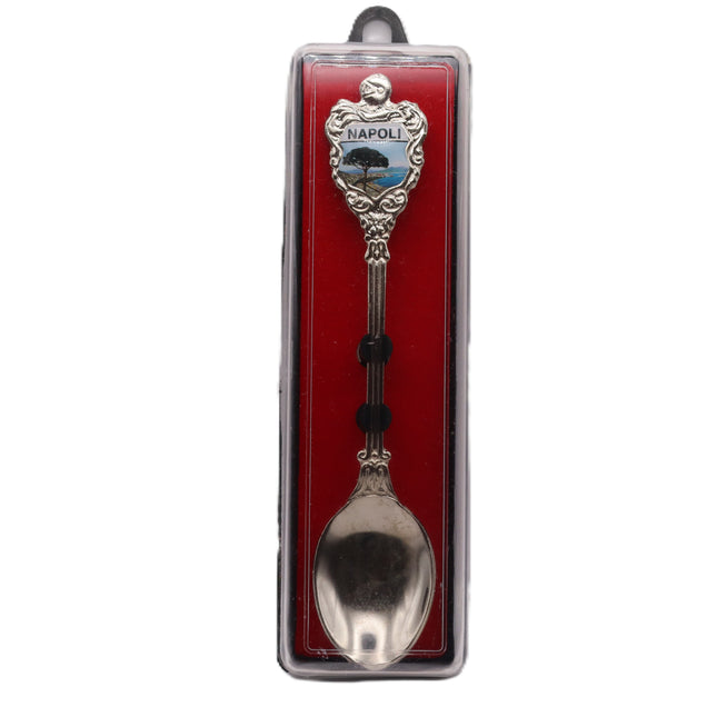 Cucchiaino Souvenir Vintage Amalfi, Sorrento e Napoli – Cucchiaio da Collezione Ornamentale in Metallo con Stemma Decorativo