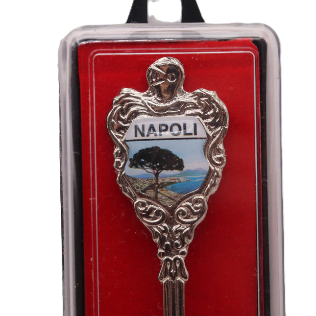 Cucchiaino Souvenir Vintage Amalfi, Sorrento e Napoli – Cucchiaio da Collezione Ornamentale in Metallo con Stemma Decorativo