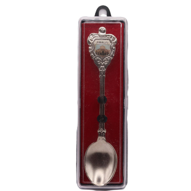 Cucchiaino Souvenir Vintage Amalfi, Sorrento e Napoli – Cucchiaio da Collezione Ornamentale in Metallo con Stemma Decorativo