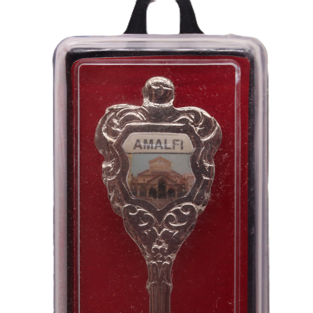 Cucchiaino Souvenir Vintage Amalfi, Sorrento e Napoli – Cucchiaio da Collezione Ornamentale in Metallo con Stemma Decorativo