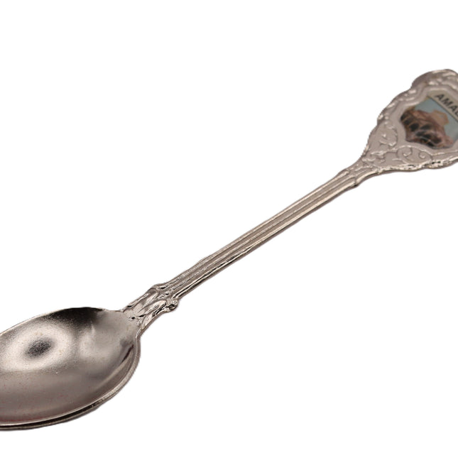 Cucchiaino Souvenir Vintage Amalfi, Sorrento e Napoli – Cucchiaio da Collezione Ornamentale in Metallo con Stemma Decorativo
