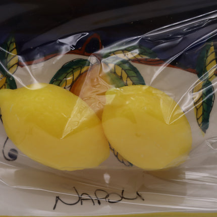 Vassoio in Ceramica Decorata con 2 Saponette Profumate al Limone - Souvenir Napoli