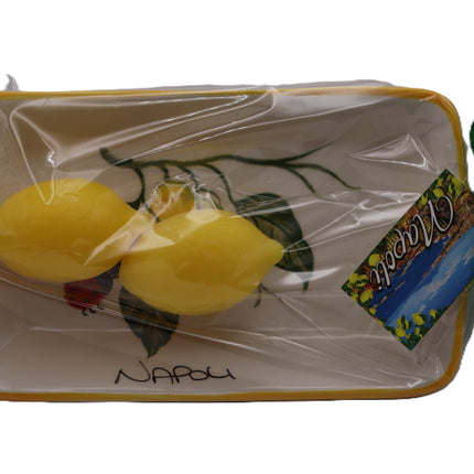 Vassoio in Ceramica Decorata con 2 Saponette Profumate al Limone - Souvenir Napoli
