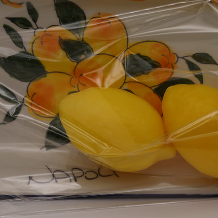 Vassoio in Ceramica Decorata con 2 Saponette Profumate al Limone - Souvenir Napoli