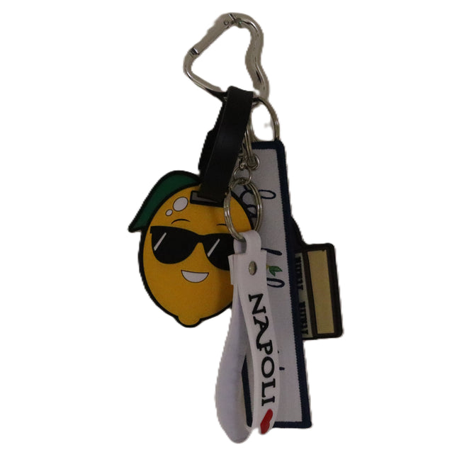 Charm Napoli "La Dolce Vita" con Limone, Ciondolo per Borsa Souvenir Italiano in Gomma,portachiavi-Regalo Tradizione Napoletana