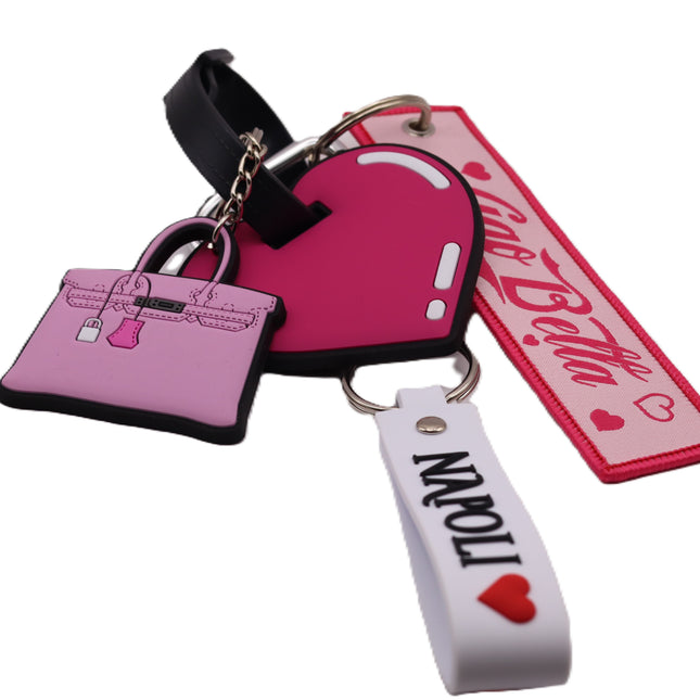 Charm Napoli "La Dolce Vita" con Limone, Ciondolo per Borsa Souvenir Italiano in Gomma,portachiavi-Regalo Tradizione Napoletana