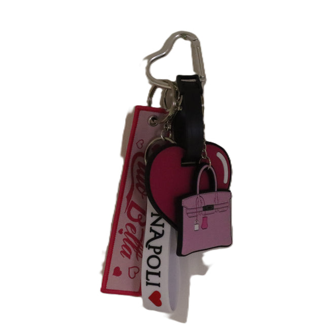 Charm Napoli "La Dolce Vita" con Limone, Ciondolo per Borsa Souvenir Italiano in Gomma,portachiavi-Regalo Tradizione Napoletana