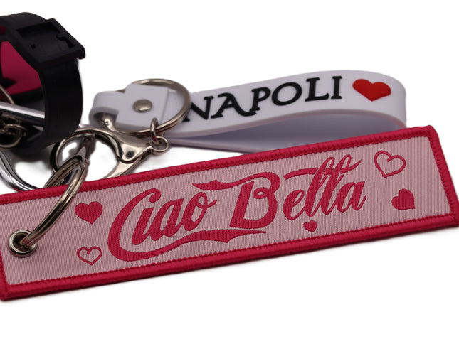 Charm Napoli "La Dolce Vita" con Limone, Ciondolo per Borsa Souvenir Italiano in Gomma,portachiavi-Regalo Tradizione Napoletana