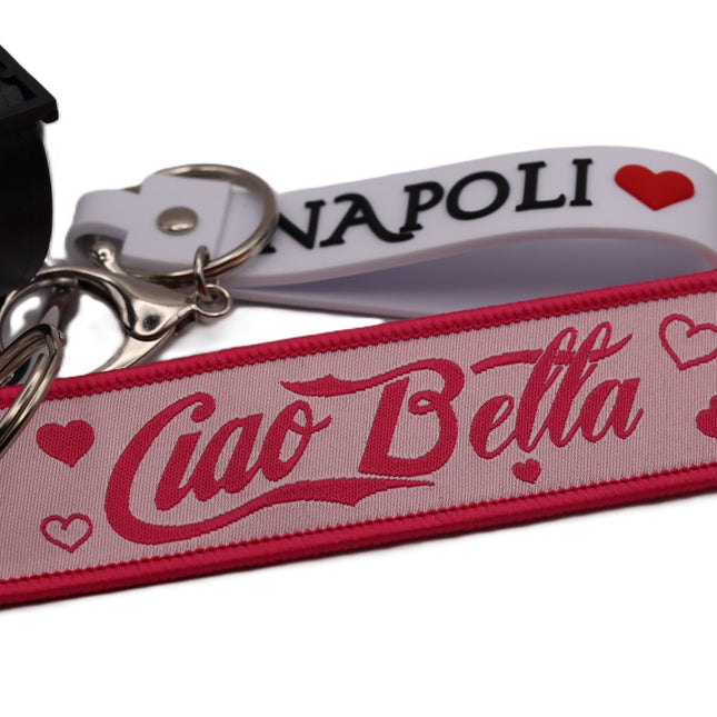 Charm Napoli "La Dolce Vita" con Limone, Ciondolo per Borsa Souvenir Italiano in Gomma,portachiavi-Regalo Tradizione Napoletana