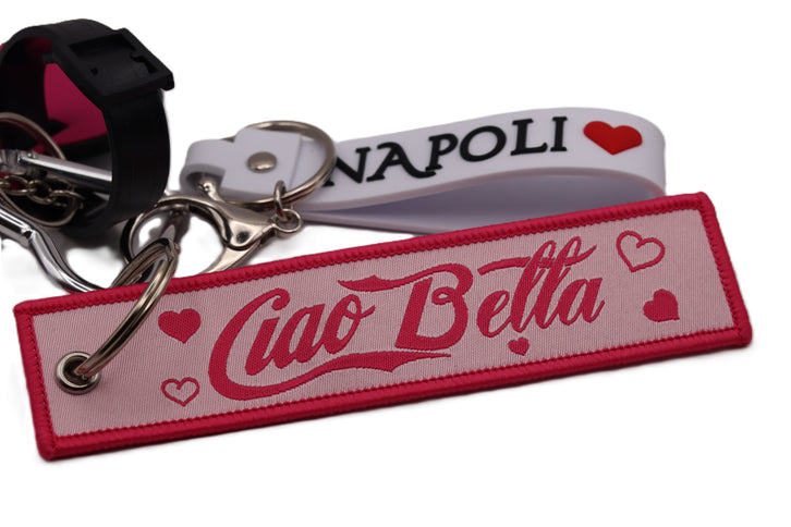 Charm Napoli "La Dolce Vita" con Limone, Ciondolo per Borsa Souvenir Italiano in Gomma,portachiavi-Regalo Tradizione Napoletana