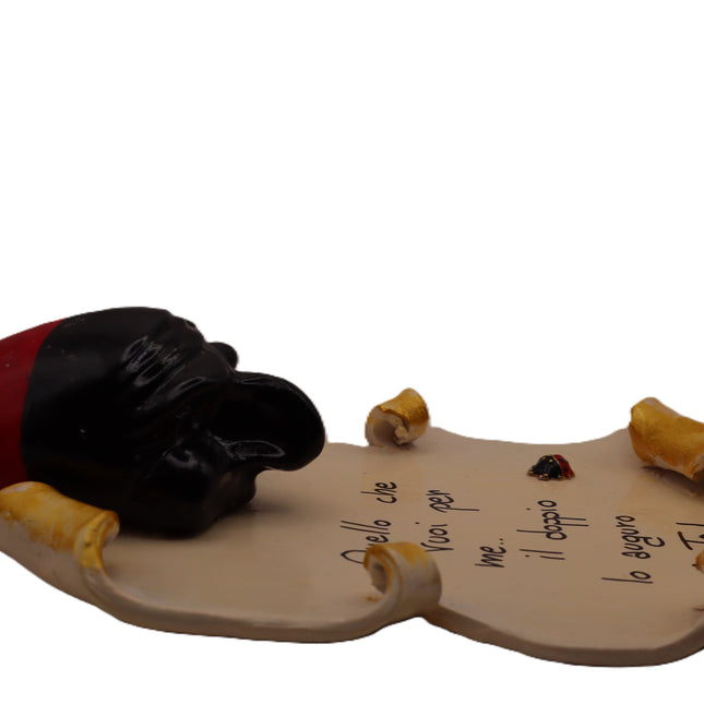 Pergamena Portafortuna in Ceramica con Pulcinella e Corno – Personalizzabile