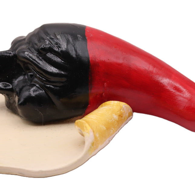 Pergamena Portafortuna in Ceramica con Pulcinella e Corno – Personalizzabile