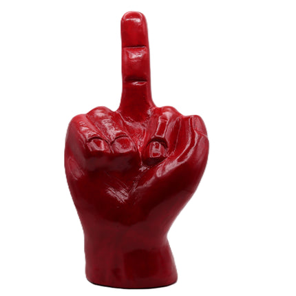 Scultura Mano Dito Medio in Ceramica Rossa