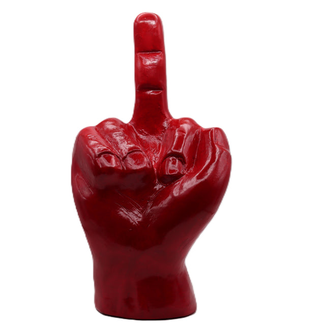 Scultura Mano Dito Medio in Ceramica Rossa