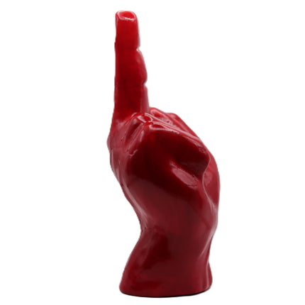 Scultura Mano Dito Medio in Ceramica Rossa
