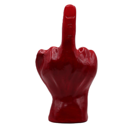 Scultura Mano Dito Medio in Ceramica Rossa