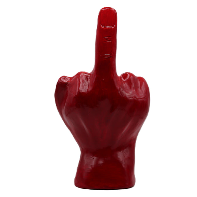 Scultura Mano Dito Medio in Ceramica Rossa