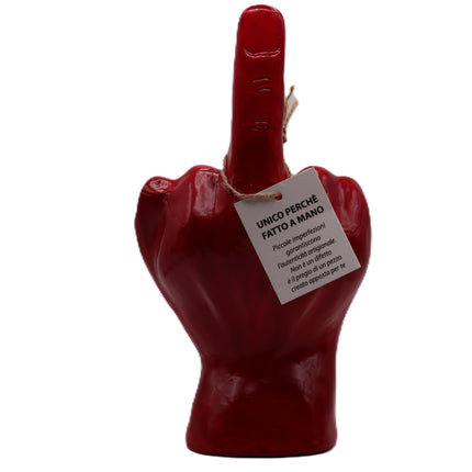 Scultura Mano Dito Medio in Ceramica Rossa