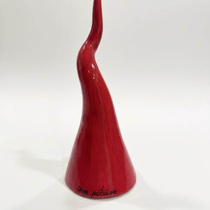 Corno Grande con Maschera Pulcinella-Artigianale in Ceramica Fatta a Mano.Idea regalo scaramantico.Portafortuna.