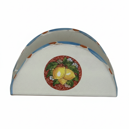 Portatovaglioli in Ceramica Decorata a Mano - Motivo Limoni\Maioliche