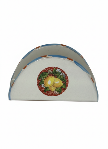 Portatovaglioli in Ceramica Decorata a Mano - Motivo Limoni\Maioliche