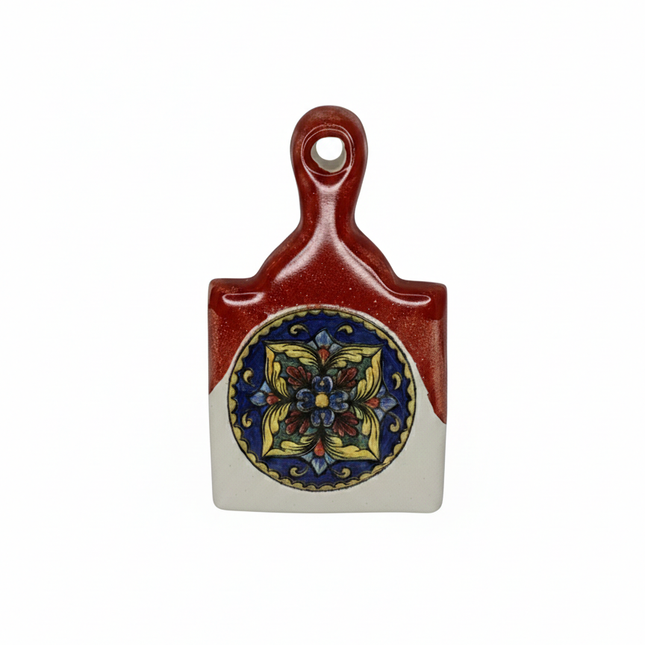 Handmade Ceramic Chopping Board Shaped Magnet – Assorted Mediterranean Decorations: Lemons and Majolica (Made in Italy Style)
