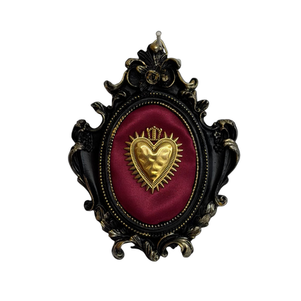 Sacro Cuore Votivo in Cornice Barocca – Decorazione Artigianale Fatta a Mano