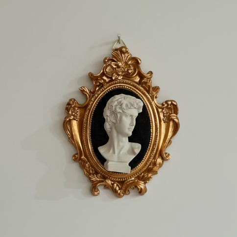 Busto "David" (Michelangelo) in Cornice Barocca – Decorazione Artigianale Fatta a Mano