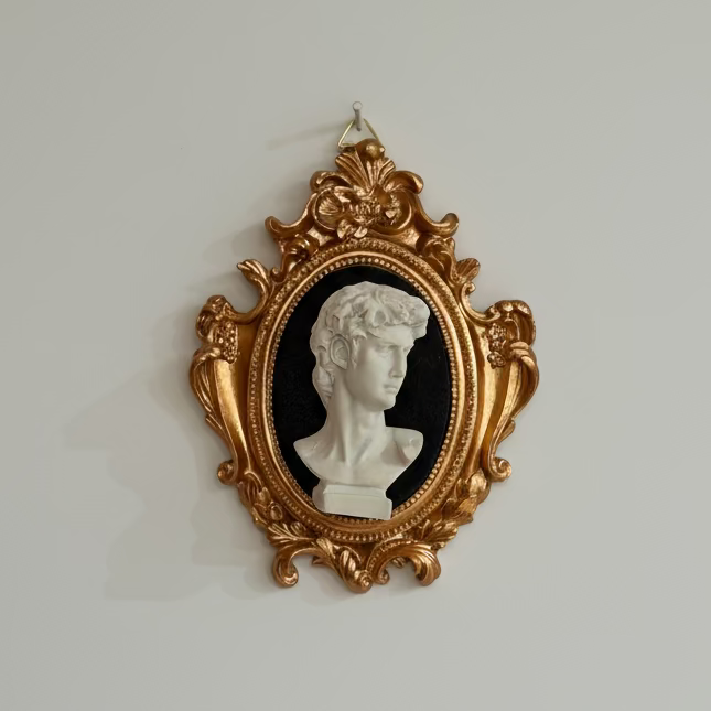 Busto "David" (Michelangelo) in Cornice Barocca – Decorazione Artigianale Fatta a Mano