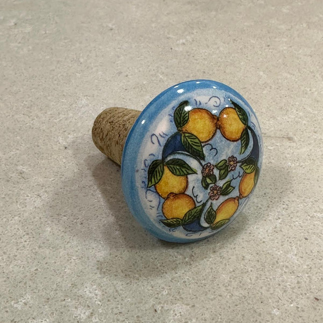 Handmade Italian Cork and Ceramic Bottle Stoppers - Lemons