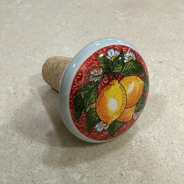 Handmade Italian Cork and Ceramic Bottle Stoppers - Lemons