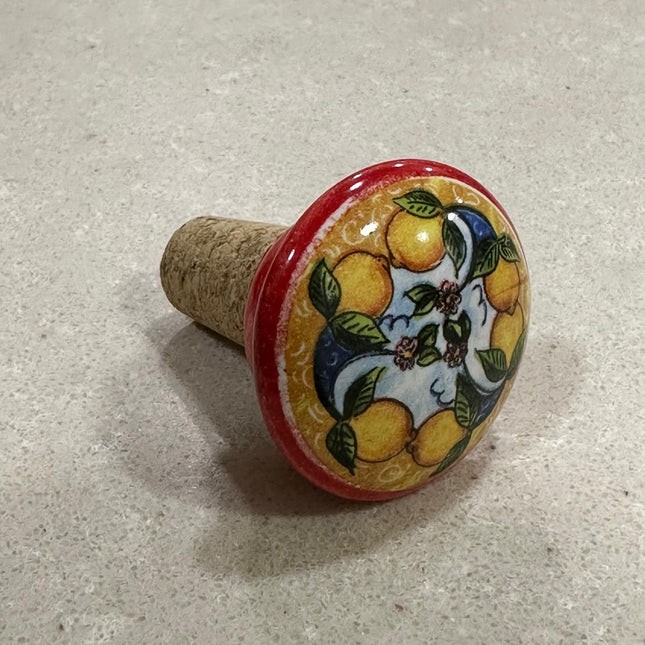 Handmade Italian Cork and Ceramic Bottle Stoppers - Lemons