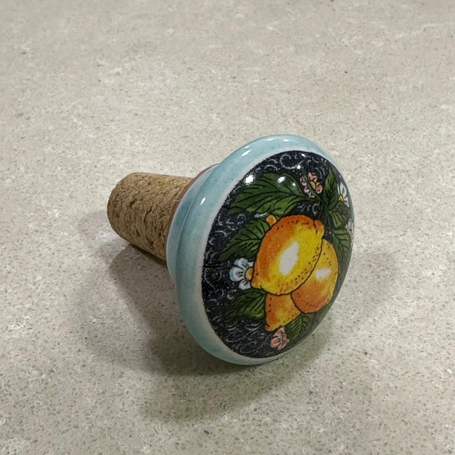 Handmade Italian Cork and Ceramic Bottle Stoppers - Lemons