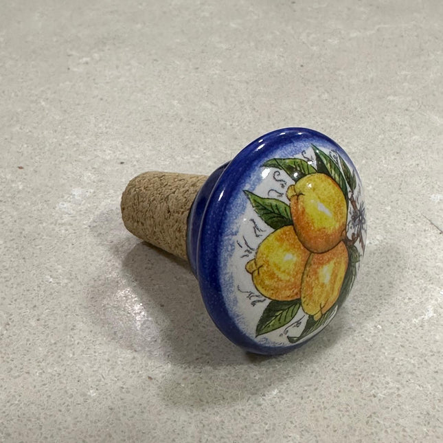 Handmade Italian Cork and Ceramic Bottle Stoppers - Lemons