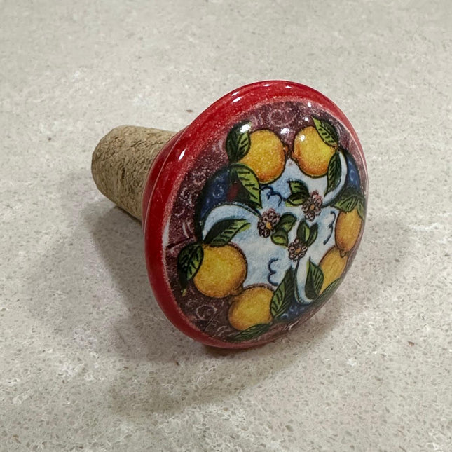 Handmade Italian Cork and Ceramic Bottle Stoppers - Lemons