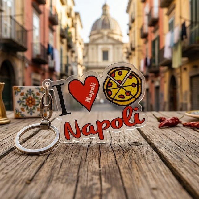 Portachiavi Napoli Plexiglass, Corno Portafortuna, San Gennaro, Stadio Maradona, I Love Napoli Pizza, Souvenir Italia