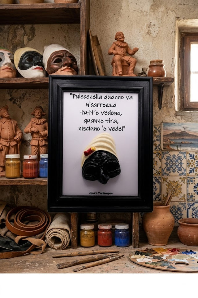 Quadro Pulcinella con Frase Napoletana – Fatto a Mano