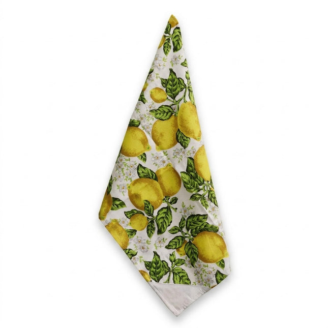 Strofinaccio da Cucina in Cotone con Limoni e Fiori - Canovaccio Mediterraneo in 3 Varianti Colore - Idea Regalo Casa e Cucina - 100% Cotone Made in Italy